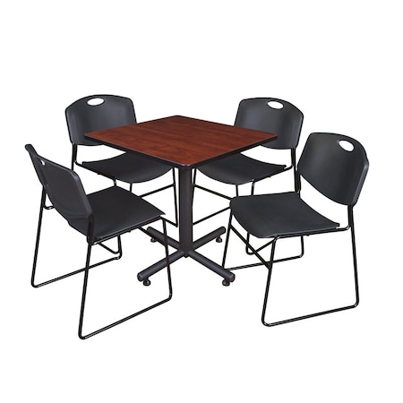 Kobe Kobe Square Table & Chair Set, Wood, Metal, Polypropylene Top TKB3030CH44BK